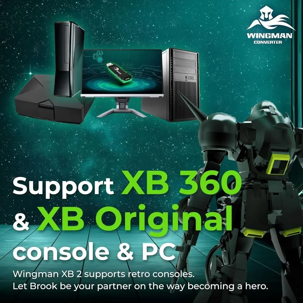 Brook Wingman XB 2 Converter w/ Keychain - Wireless Controller Adapter for XB360